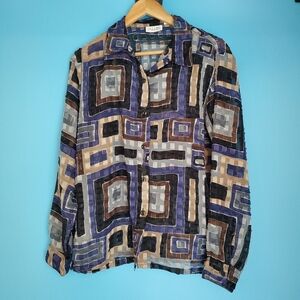 Vintage Selene Sport Blouse Size Small Button Up Long Sleeve